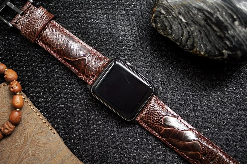 handgefertigt Straußenbein Uhrenarmband 6 incl. Lugs Adapter + Schließe für Apple Watch (oder Apple Watch Sport) 42mm oder 38mm – Bild 5